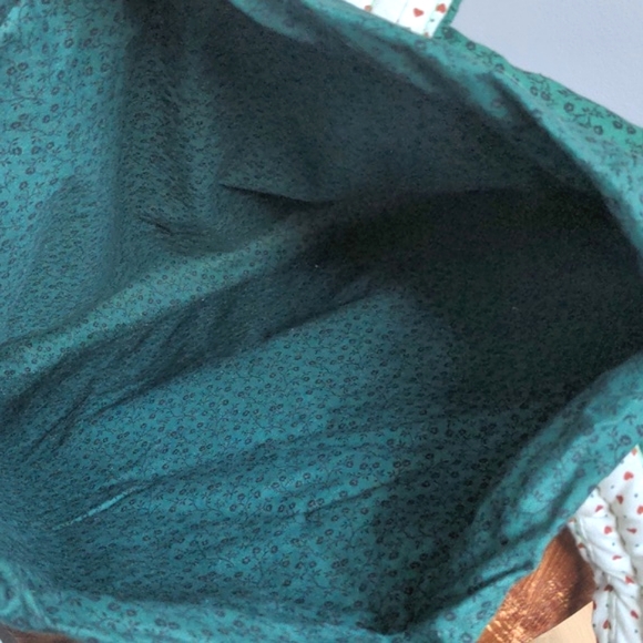 Handmade Quilted Farmhouse Horses Sheep Sky Tote with Hearts Handle - Picture 5 of 7